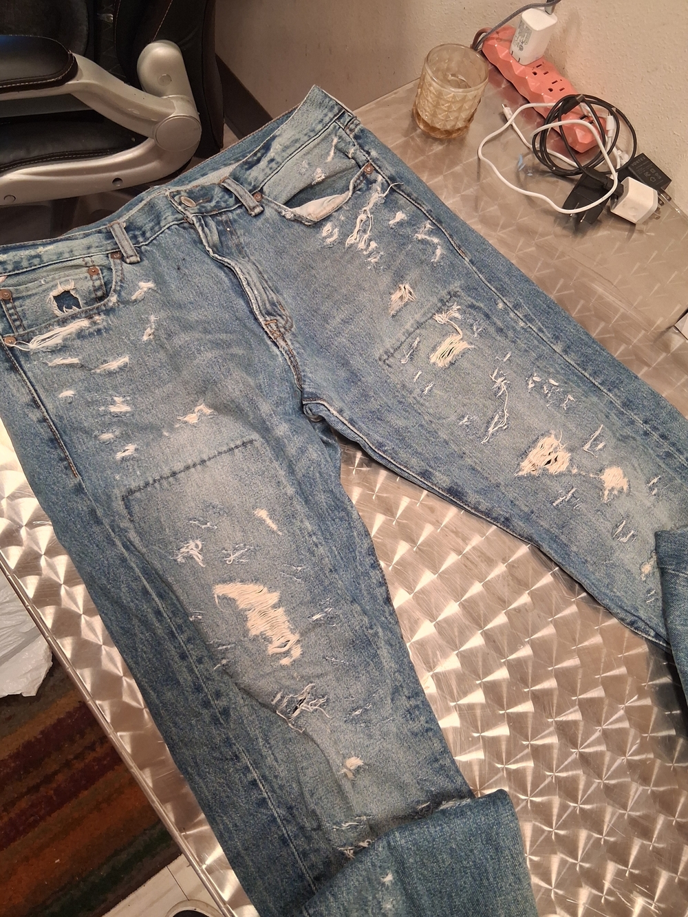 Denim & Supply Ralph Lauren Light Blue Distressed Slim Jeans - Picture 3 of 8